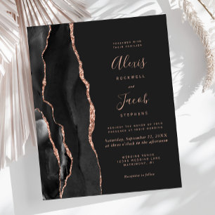 Budget Black Rose Gold Agate Dark Wedding