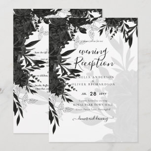 BUDGET Black Roses Elegant White Wedding Invite