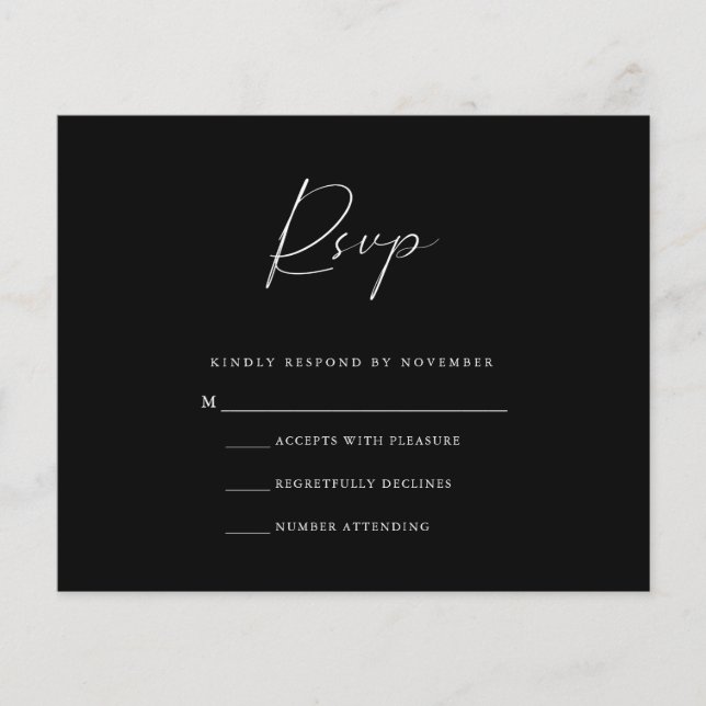 Budget Black RSVP Card (Front)