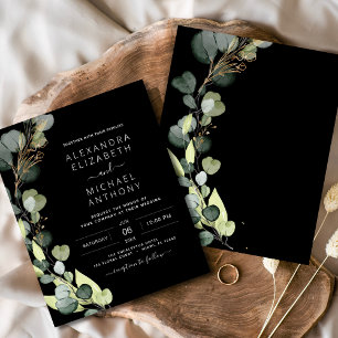 Budget Black Rustic Greenery Eucalyptus Wedding Flyer