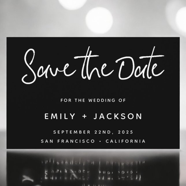 Budget Black Script Simple Elegant Save the Date (Creator Uploaded)