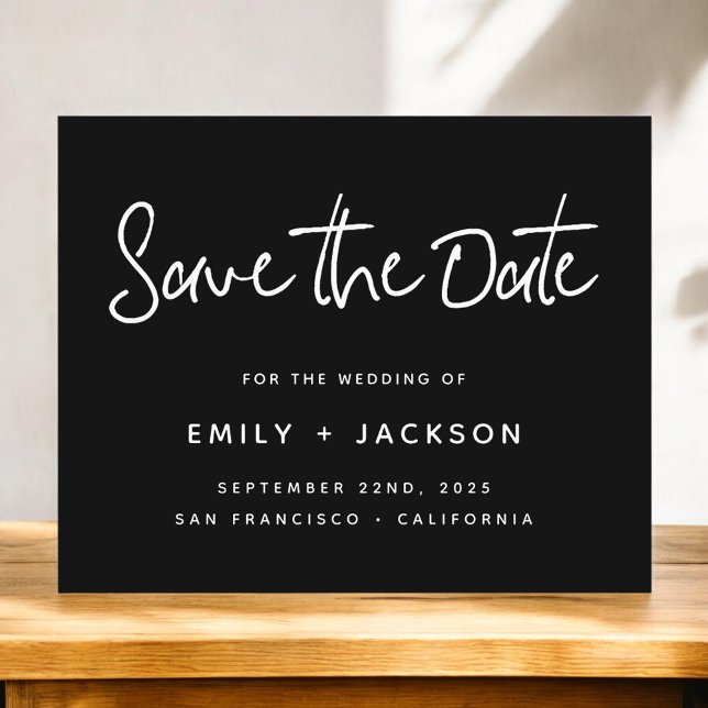 Budget Black Script Simple Elegant Save the Date Flyer (Creator Uploaded)