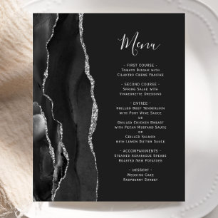 Budget Black Silver Agate Dark Wedding Menu