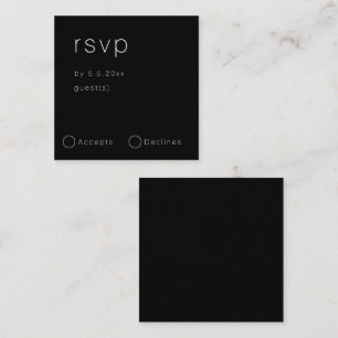 Budget Black Square Simple Wedding RSVP Card