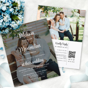 Budget black transparent 2 photo QR Code RSVP