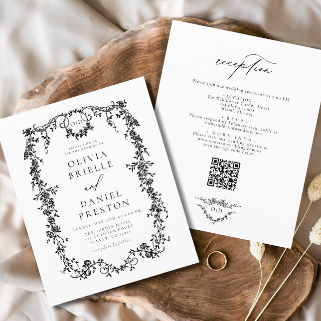 Budget  Black Victorian QR Code All In One Wedding (Creator Uploaded)