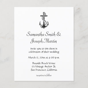 Budget Black Vintage Anchor Wedding Invitation