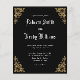 Budget Black Vintage Lace Wedding Invitation