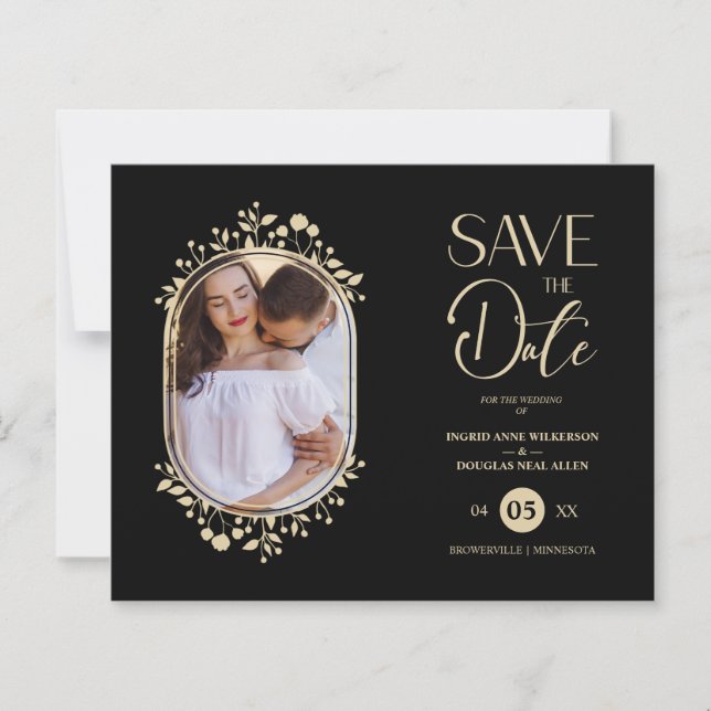 Budget Black Wedding Fancy Ornament Frame Flowers  (Front)