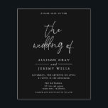 Budget Black Wedding Invitation Flyer<br><div class="desc">This card features a handwritten font and modern minimalist design. Easily change the colours and edit *most* wording to meet the needs of your occasion. This invite is perfect for your contemporary, industrial, or bohemian wedding celebration. Budget Paper is thin! ***Upgrade for a thicker paper. Envelopes are not included with...</div>