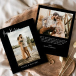 Budget Black Wedding Photo Thank You Card<br><div class="desc">Elevate your gratitude with our elegant thank you cards featuring modern script and your favourite wedding photo. These cards offer a stylish and minimalist design that perfectly complements any wedding aesthetic. Personalise them with a heartfelt message of appreciation to convey your thanks to friends and family for their love and...</div>