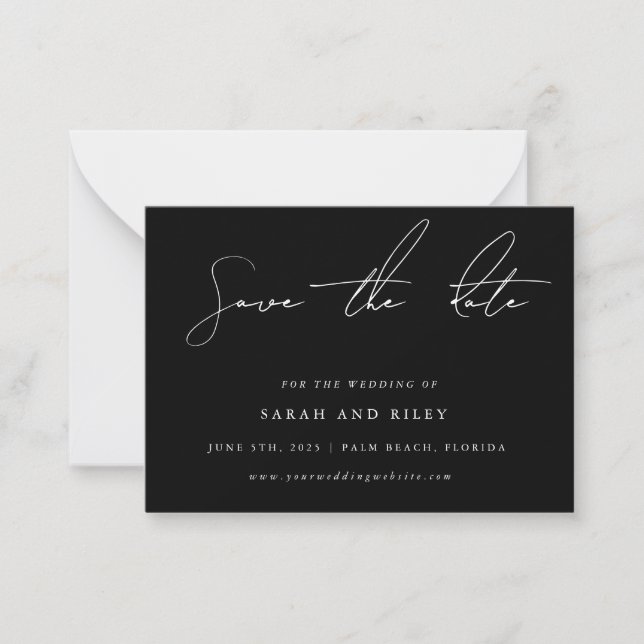 BUDGET Black Wedding Save The Date Invitation (Front)