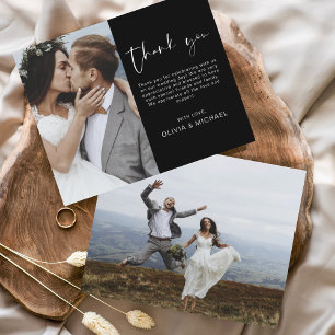 Budget Black Wedding Thank You Photo Card