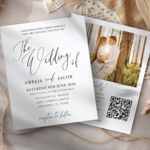 Budget Black & White Calligraphy QR Code Wedding