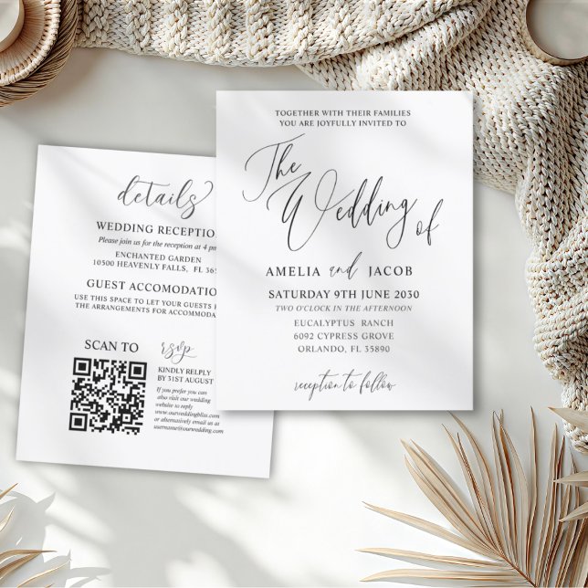 Budget Black & White Calligraphy QR Code Wedding (Creator Uploaded)