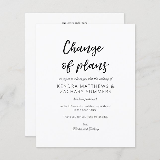 Budget Black & White Change of Plans (Front/Back)