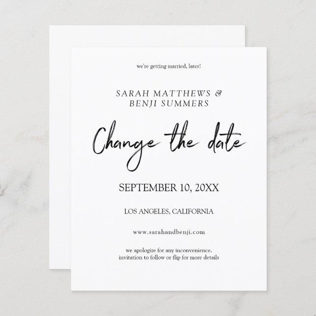 Budget Black & White Change the Date (Front/Back)