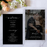 Budget black white elegant photo wedding program<br><div class="desc">Modern simple minimalist typography trendy black faded photo ceremony and party BUDGET affordable wedding program template featuring a chic trendy calligraphy script and dark overlay.              Easy to personalise with your custom photo and text on both sides!</div>