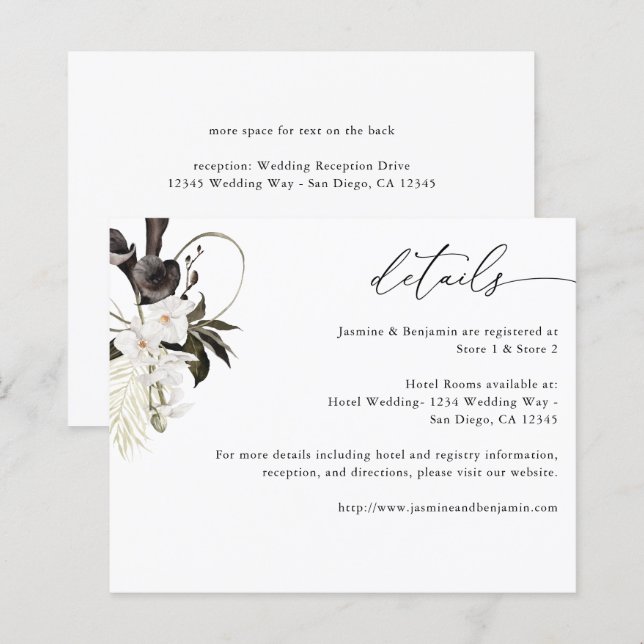 Budget Black & White Floral Beachy Details (Front/Back)