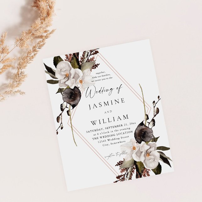 Budget Black & White Floral Wedding Flyer (Creator Uploaded)