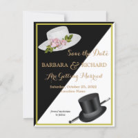 Budget Black & White Floral Wedding Save Date  