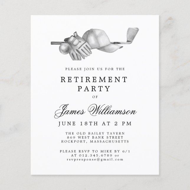 BUDGET Black White Golf Retirement Party (Front)