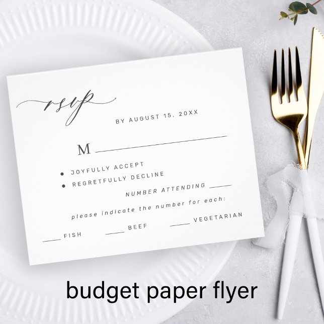 Budget black white menu choice wedding rsvp FLYER (Creator Uploaded)