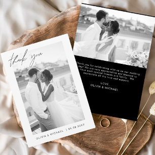 Budget Black White Minimalist Wedding Thank You  Invitation