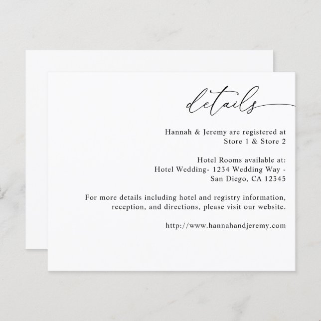 Budget Black & White Modern Calligraphy 3 Details (Front/Back)