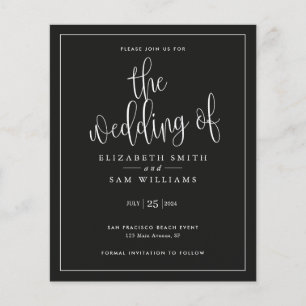 Budget Black White Modern Elegant Simple Wedding Flyer