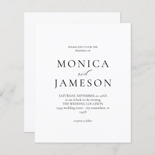 Budget Black & White Modern Wedding 2V (Front/Back)