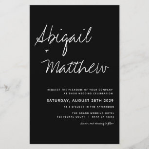 Budget Black White Modern Wedding Invitation Flyer