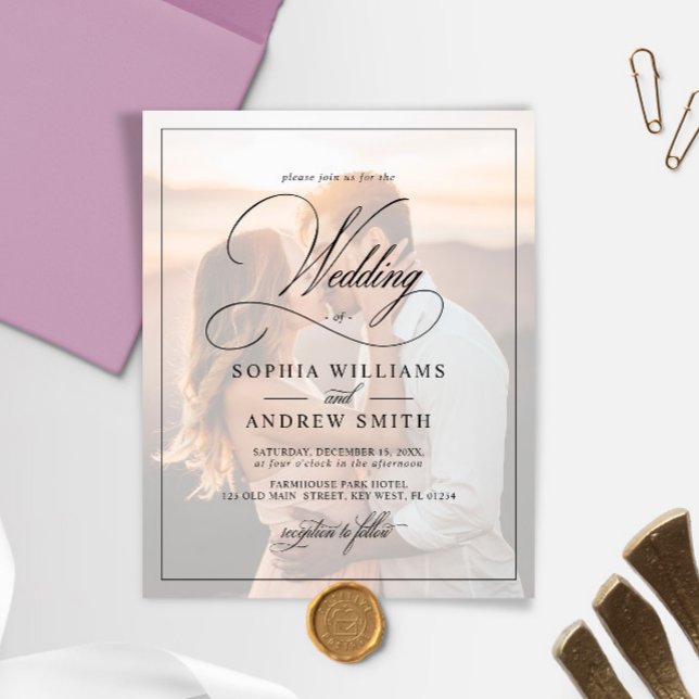 Budget Black & White Photo Wedding Invitation (Creator Uploaded)