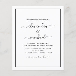 Budget Black White Wedding Modern Typography Flyer