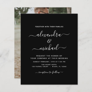 Budget Black White Wedding with Photo Invitation