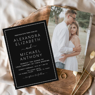 Budget Black White Wedding with Photo Invitation