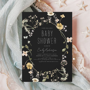 Budget Black Wildflower Boho Baby Shower Elegant Flyer