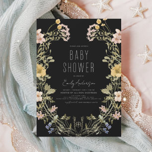 Budget Black Wildflower Boho Baby Shower Elegant Flyer
