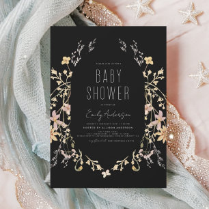 Budget Black Wildflower Boho Baby Shower Elegant Flyer