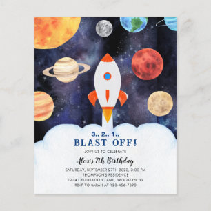 BUDGET Blast Off Planets Space Rocket Birthday