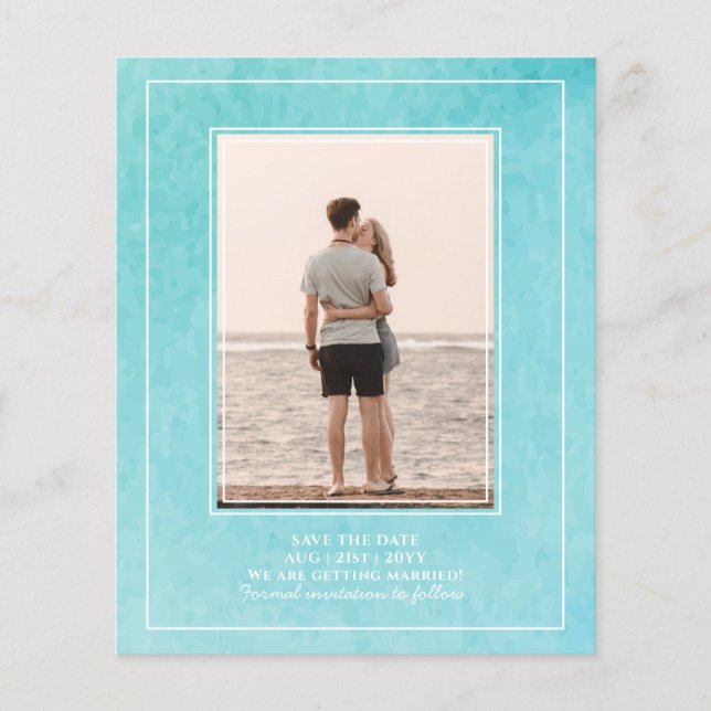 Budget BLIZZARD BLUE Watercolor Beach Wedding Flyer (Front)