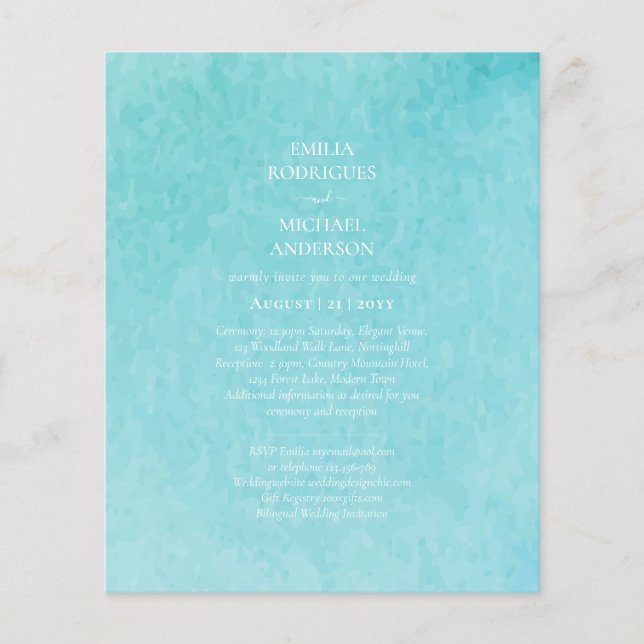 Budget BLIZZARD BLUE Watercolor Beach Wedding Flyer (Front)