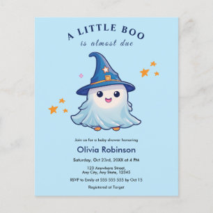 Budget Blue A Little Boo Baby Shower Invitation  Flyer