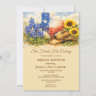 Budget Blue Bonnet Sunflower Bridal Shower Invitation