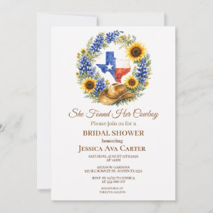 Budget Blue Bonnet Sunflower Bridal Shower  Invitation