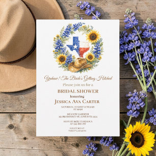 Budget Blue Bonnet Sunflower Bridal Shower Invitation