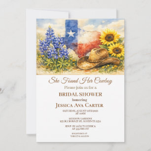 Budget Blue Bonnet Sunflower Bridal Shower Invitation