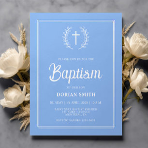 Budget Blue Boy Baptism invitation