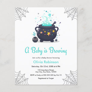 Budget Blue Cauldron Halloween Baby Shower Invite  Flyer