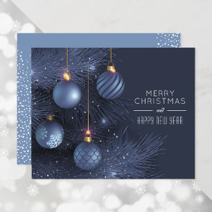 Budget Blue Christmas Ornament Holiday Card